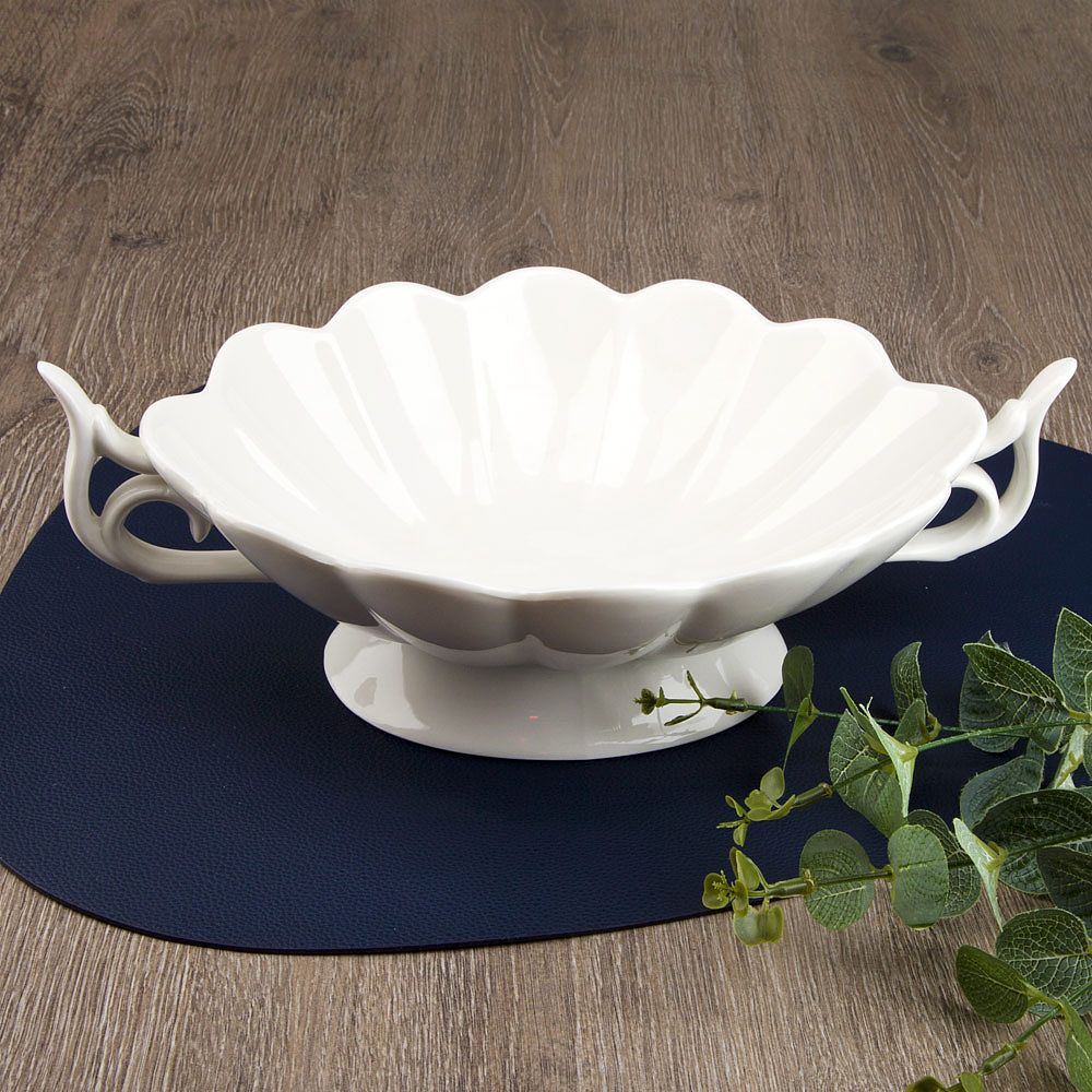 Салатник с ручками на ножке " " 30*21*9см. v=1000мл. (фарфор) (подарочная упаковка)