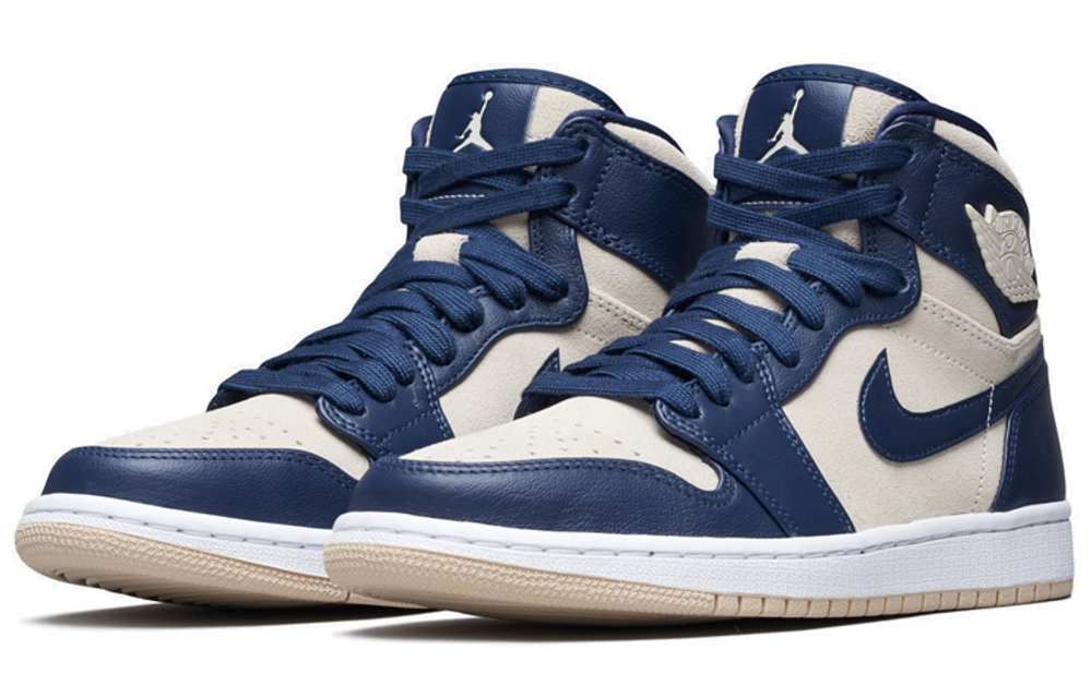 Кроссовки Jordan Air Jordan 1 Retro Premium Midnight Navy Light Cream (Женская размерная сетка)