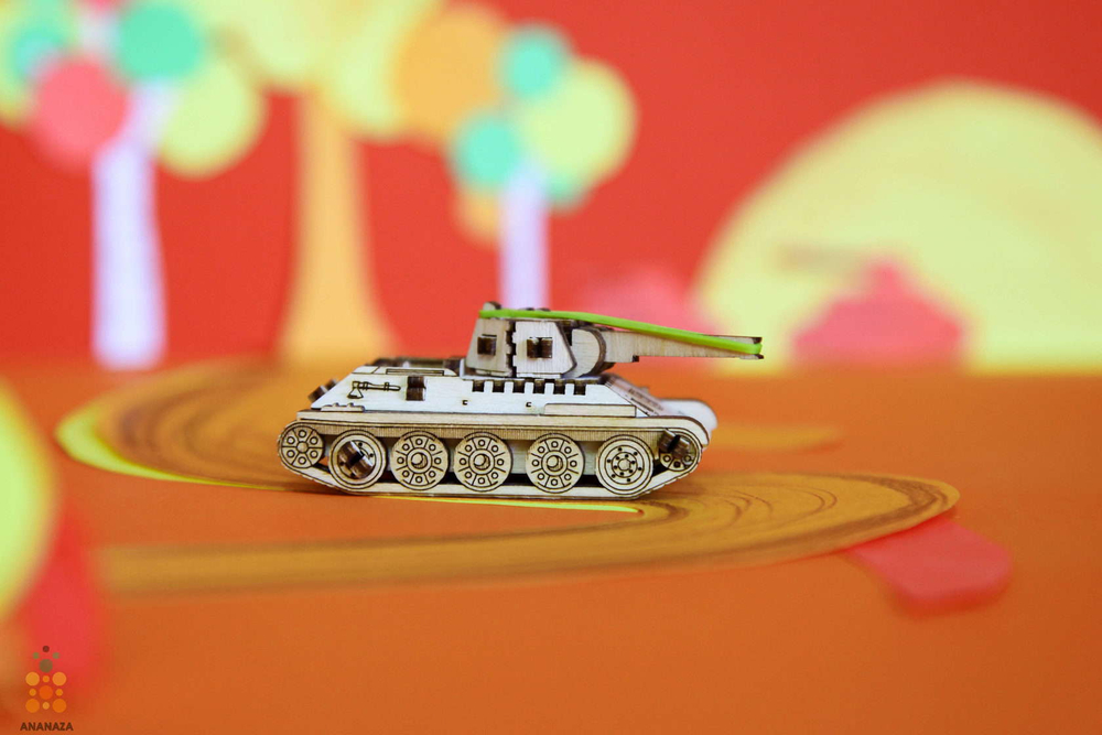 Танк Т-34 UNIT (UNIWOOD) - Деревянный конструктор, 3D пазл, сборная модель