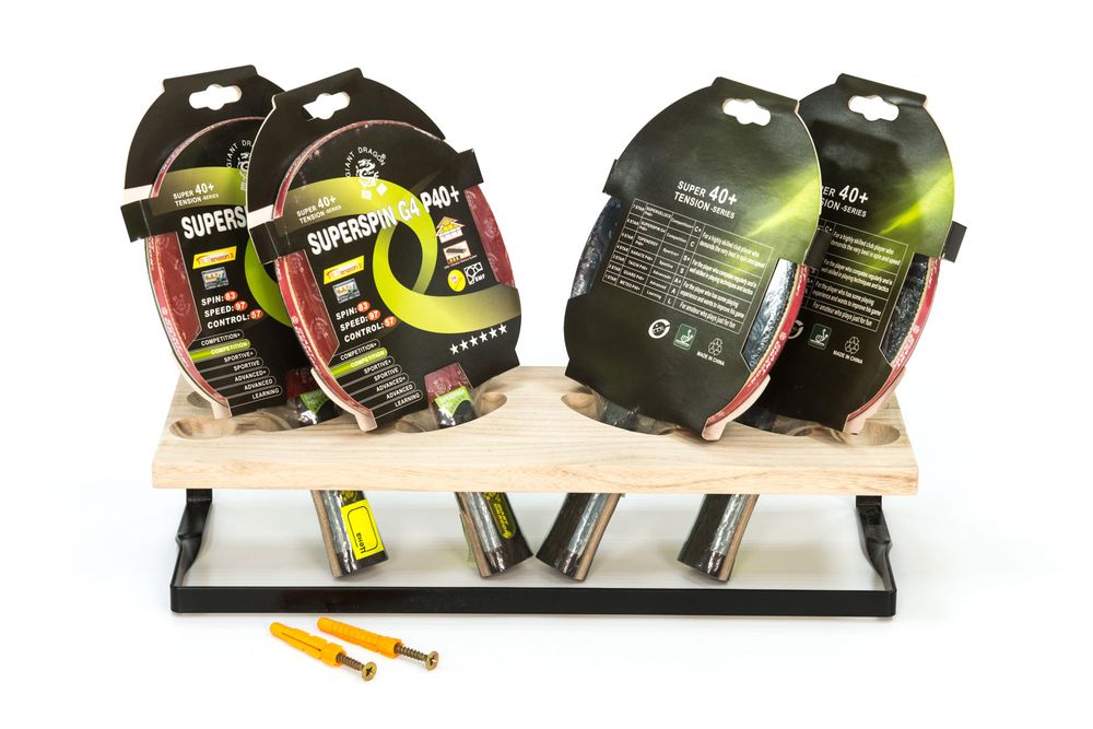 Полка для ракеток и мячей "Классик" навесная с держателем для полотенца (светлая)