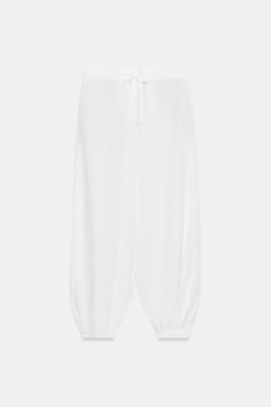 ZARA БРЮКИ-БАЛЛОНЫ — ZW COLLECTION, БЕЛЫЙ