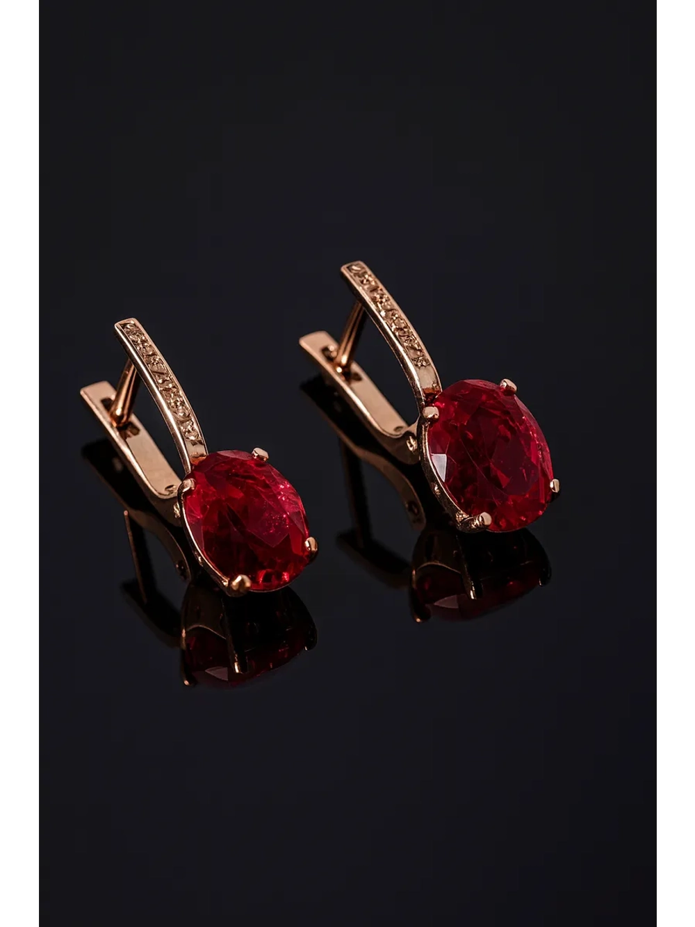 Серьги серебряные с ситаллом "рубеллит"