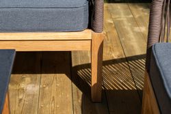 "Канны" лаунж-зона 4-местная из роупа со столиком "Канны" (серый гранит), основание дуб, роуп коричневый