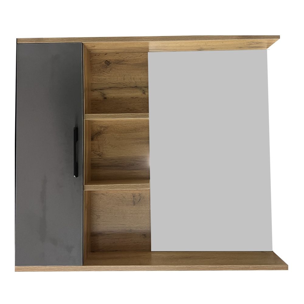 Шкаф-зеркало ORBITA-4 NEO 80*70 Графит-Дерево