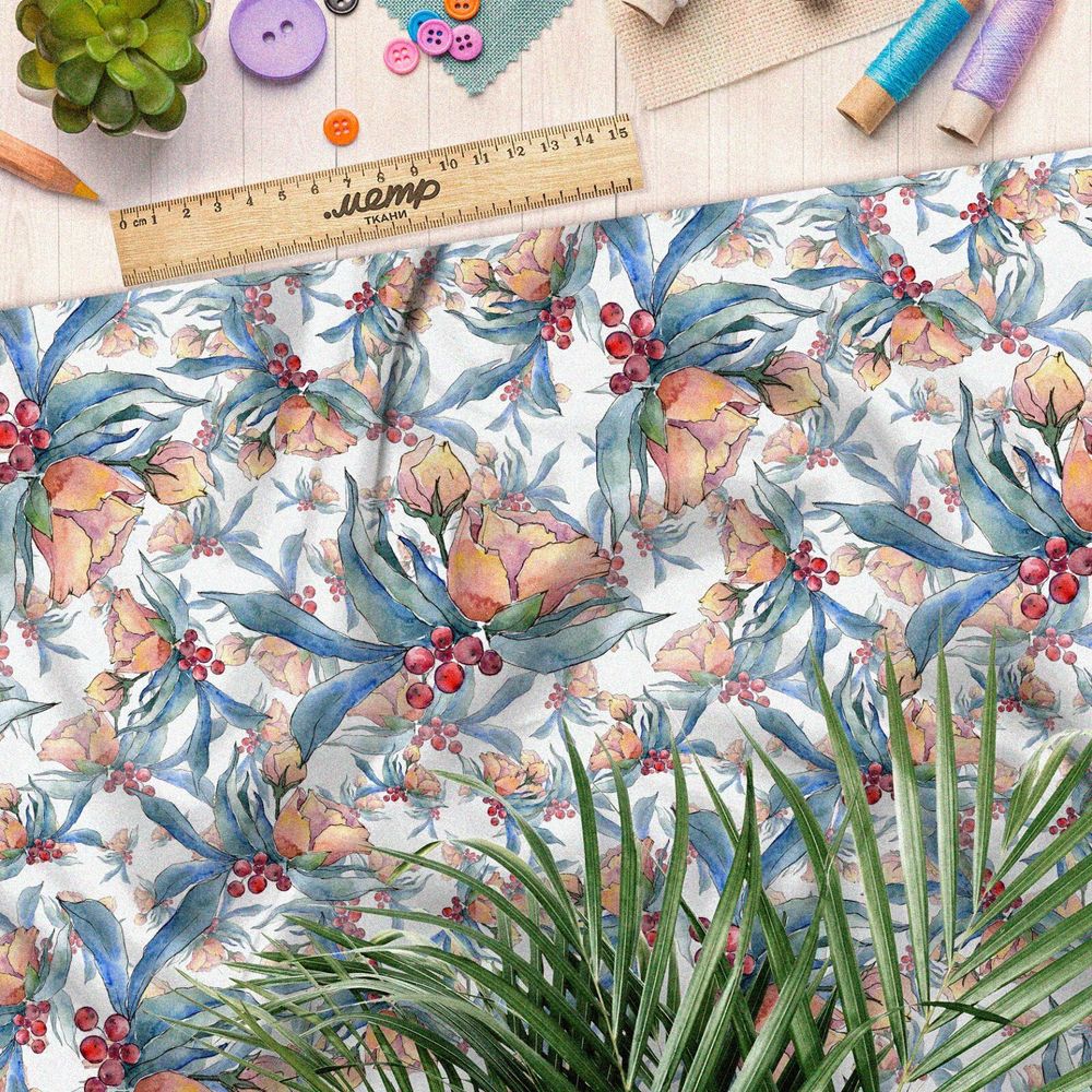 Ткань шифон восхитительная цветочная смесь летней