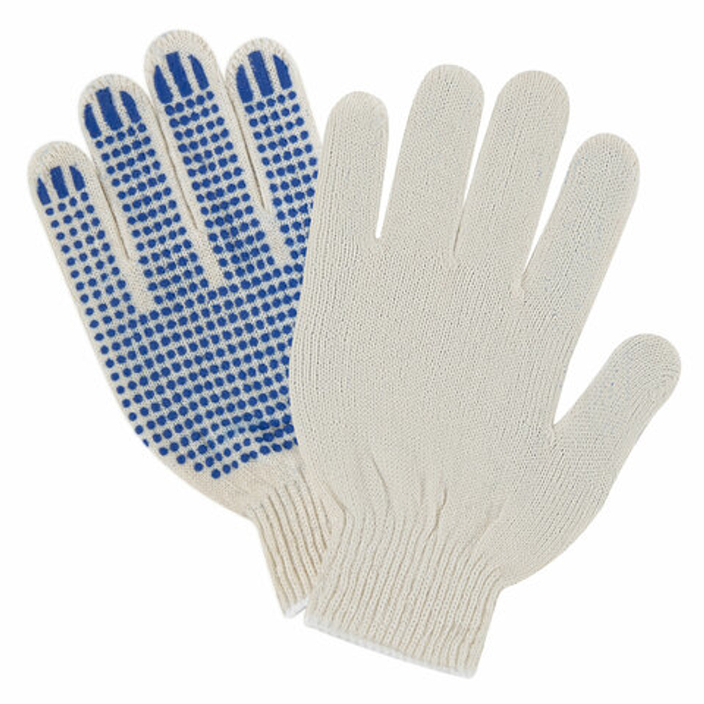 Перчатки хлопчатобумажные эконом, КОМПЛЕКТ 100 пар, 10 класс, 26-28 г, 83 текс, С ПВХ, LAIMA ЭКОНОМ, БЕЛЫЕ