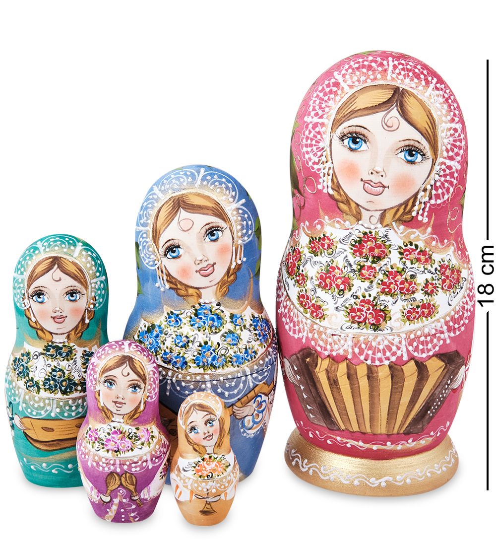 Народные промыслы МР-44/ 2-B Матрешка 5м «Василина с гармошкой»