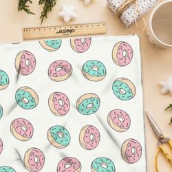 Ткань кулирная гладь пончики розовые и зеленые