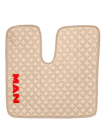 Ковры MAN TGX с 2-мя ящиками (автомат) (экокожа, бежевый, бежевый кант, красная вышивка)