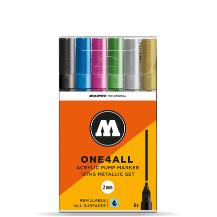 Набор Маркеров MOLOTOW ONE4ALL 6*127HS Metallic-Kit (2мм)