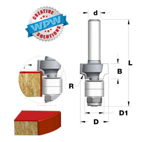 Фреза WPW RWB0303 радиусная R3 D20 B9,5 двойной подшипник хвостовик 6,RWB0303