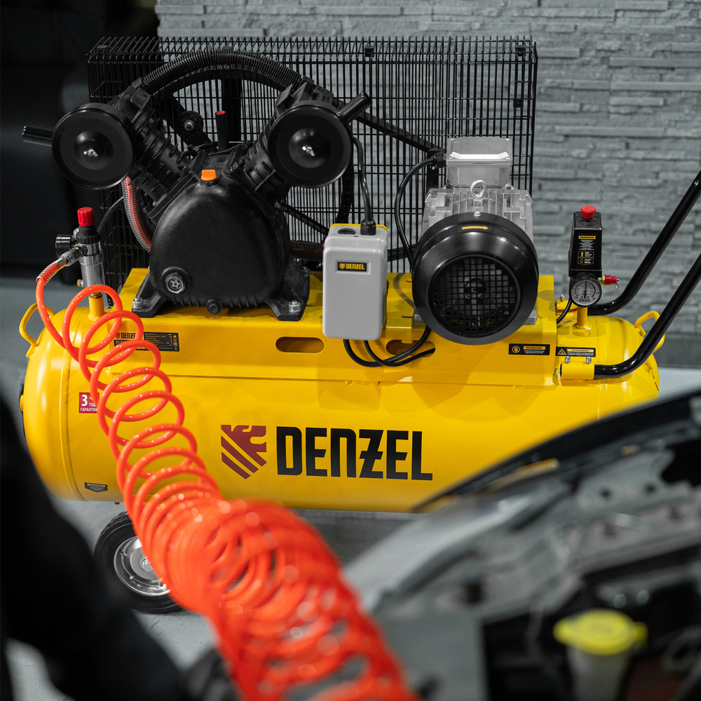 Компрессор воздушный рем. привод BCV 4000-T/100, 4,0 кВт, 100 литров, 690 л/мин Denzel