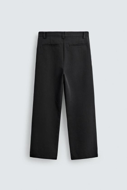 ZARA БРЮКИ WIDE FIT СО СКЛАДКАМИ, ЧЕРНЫЙ
