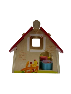 Сортер в форме деревянного домика со съемной крышей