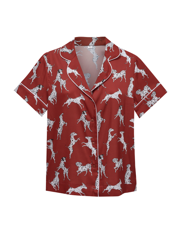 Шелковая блуза КР с кантом и далматинцами