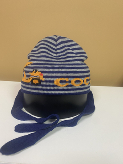 Шапка демисезонная вязаная трикотажная с завязками, размер 42,44