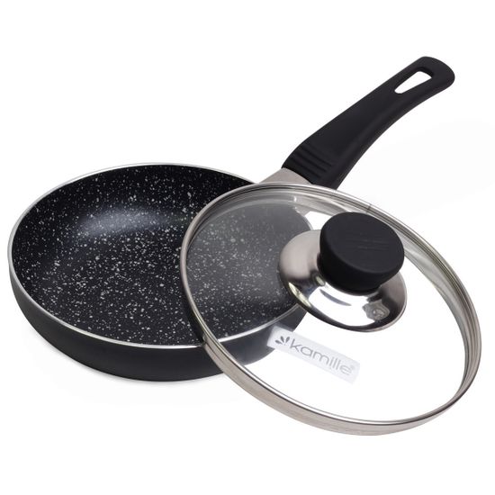 Набор блинная сковорода 22 см. и маленькая сковорода с крышкой d14 см. Kamille KM-0615MR
