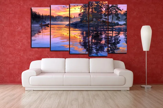 Модульная картина "Закат в отражении"