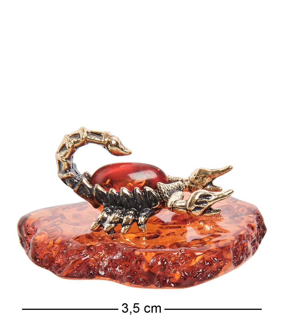 AM-1289 Фигурка «Скорпиончик» (латунь, янтарь)