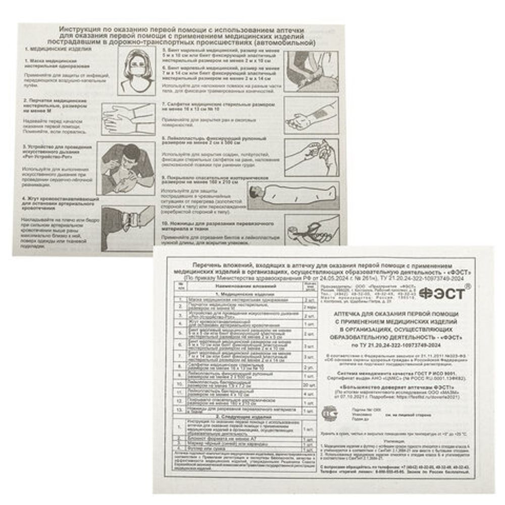 Аптечка для детских и учебных учреждений, по приказу №261н, ФЭСТ, пластиковый кейс, 3778