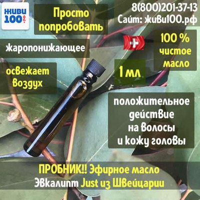 Пробник! Эфирное масло Эвкалипта Юст Eucalyptus Just 1 мл
