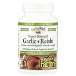 Natural Factors, GarlicRich, суперсила чеснока + рейши, 120 вегетарианских капсул с отсроченным высвобождением
