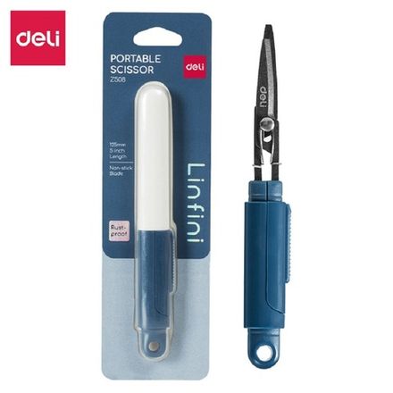 Ножницы 12,5 см, Deli Linfini, бытовые, портативные, пластиковые ручки, европодвес