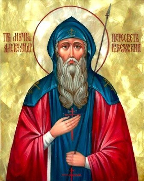 Александр Пересвет (рукописная икона)