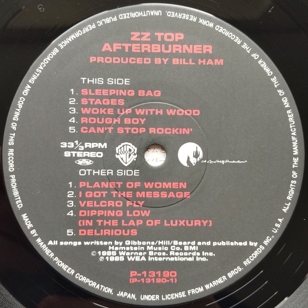 Винтажная виниловая пластинка LP ZZ Top Afterburner (Japan 1985) (Obi) Woke Up With Wood