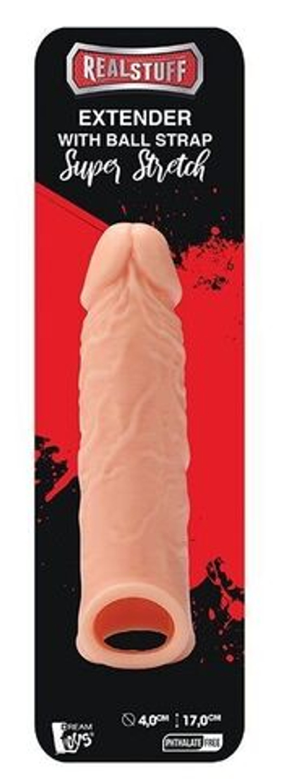 Телесная насадка EXTENDER WITH BALL STRAP 6.5 - 17 см. (Цвет: телесный)