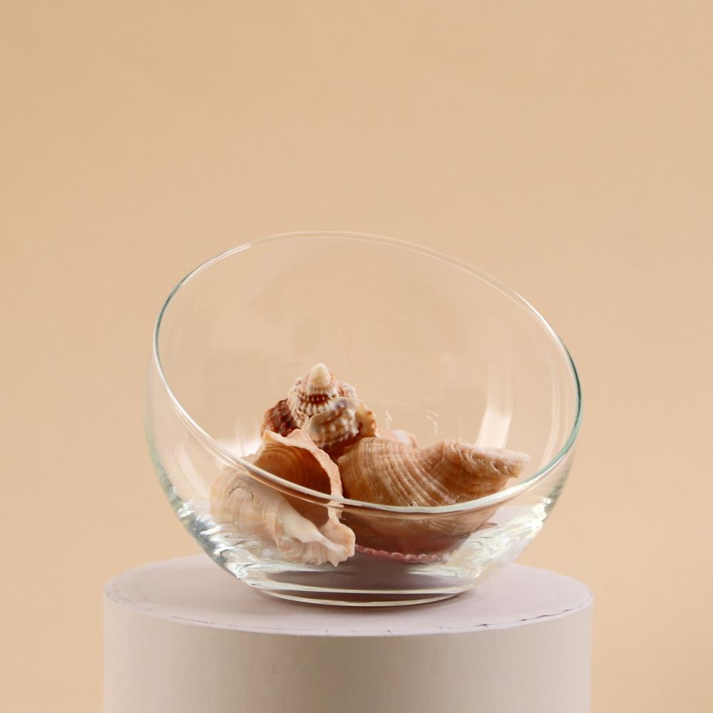 Ваза Анабель шаровая с косым резом  д12см; высота-9.5см,  0,8л