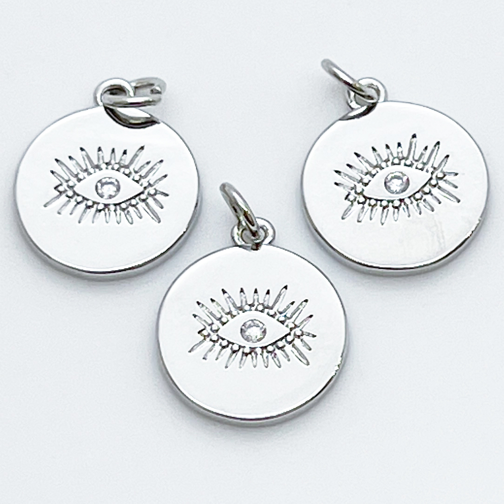 Подвеска Глаз, цвет серебро, фианит, размер 15*13 мм, цена за 1 шт