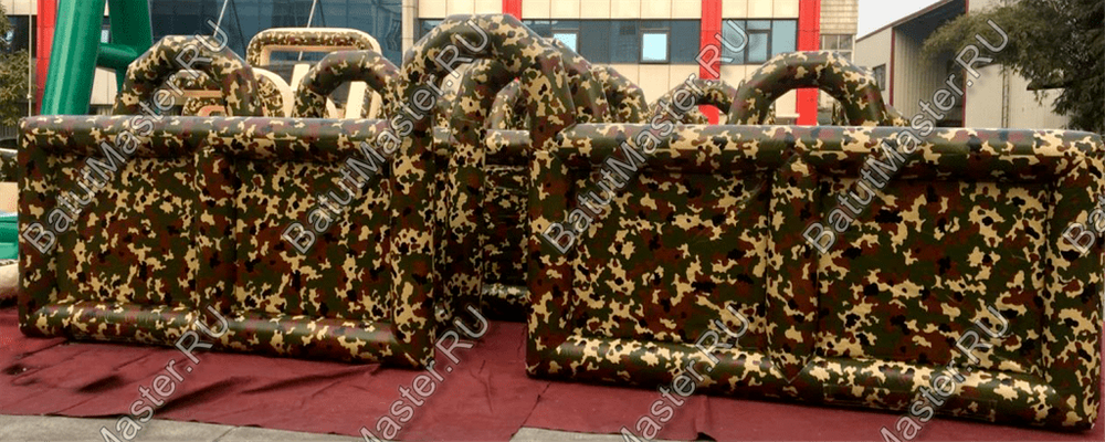 Коммерческий надувной батут "Лабиринт милитари" 12*8*2,5 м