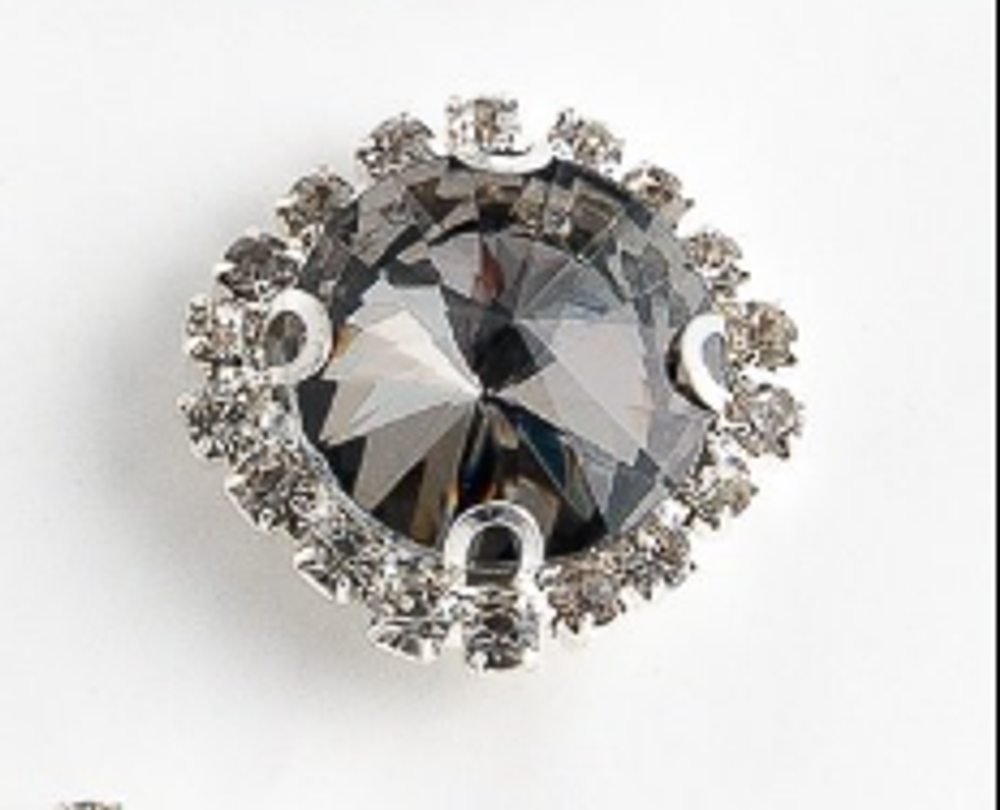 Стразы пришивные стекло в оправе "Круг", d 18 мм, графитовый