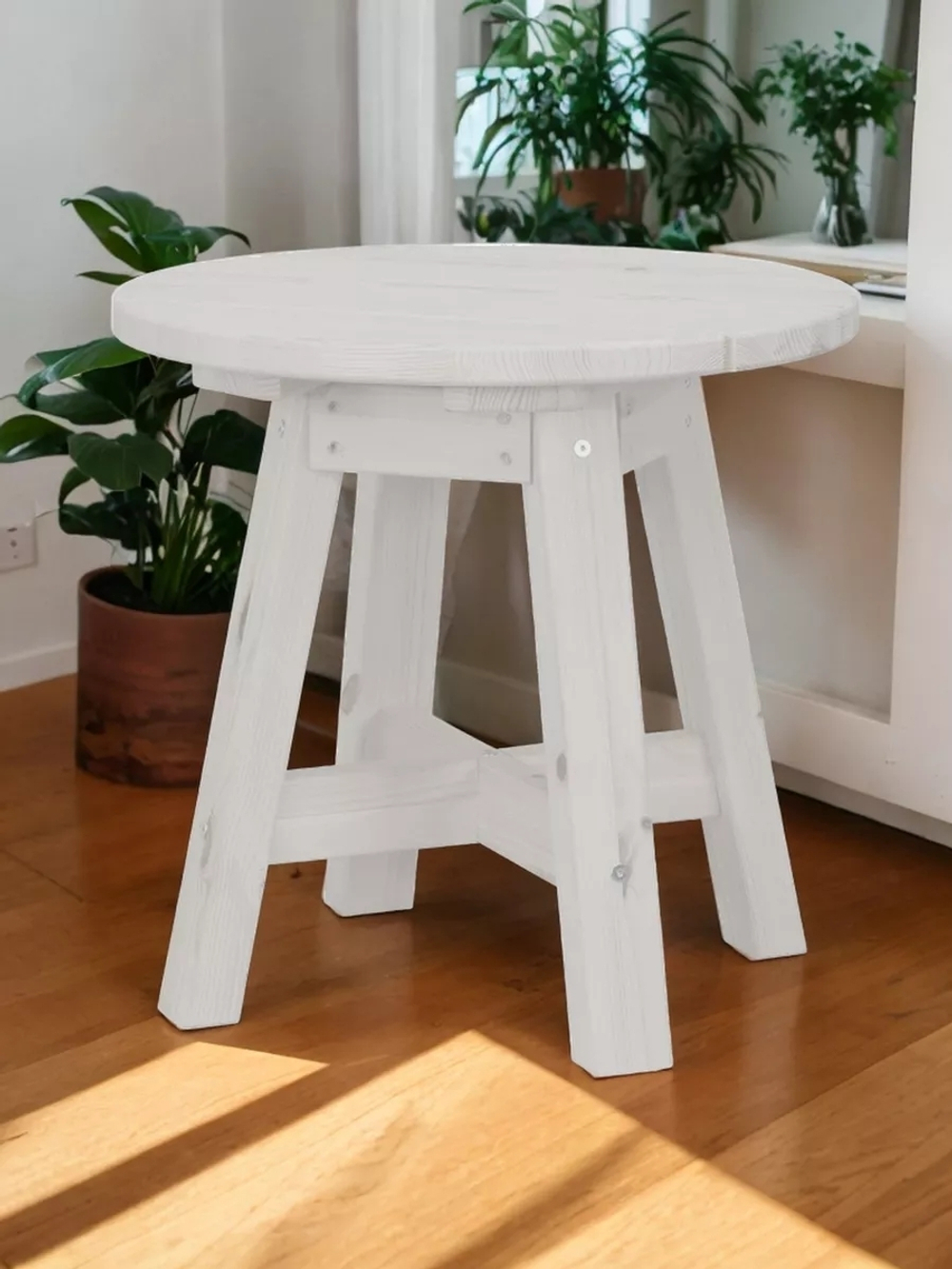 Столик деревянный 60 см Осло для дома и улицы, белый