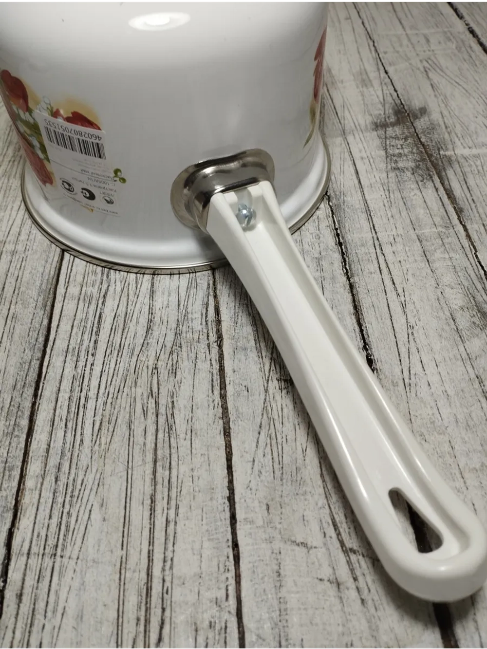 Ковш 1,5 литра эмалированный с крышкой Анютины глазки