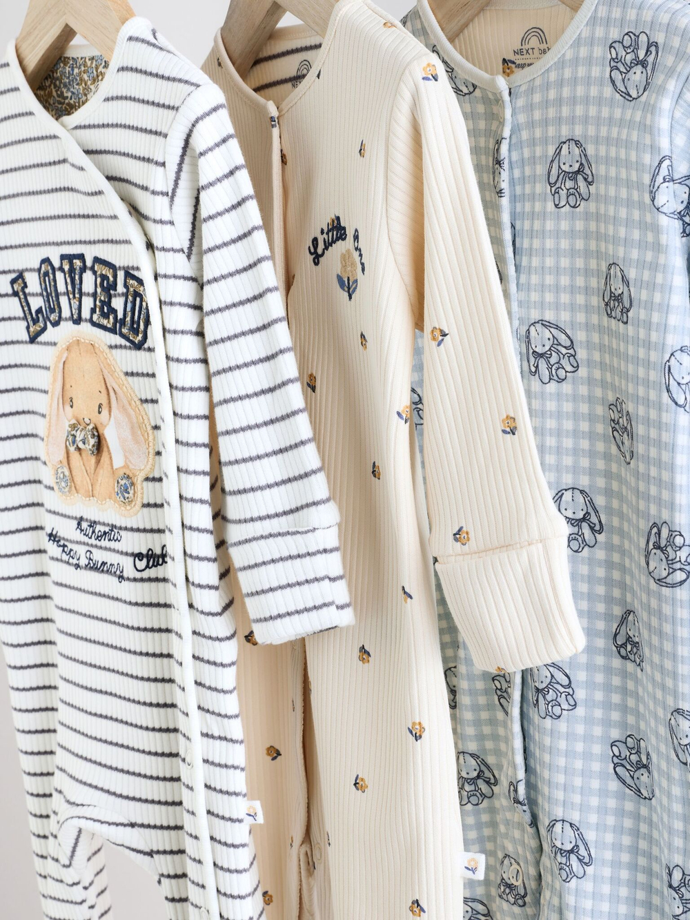 Комбинезон / Cлип для малышей Next E18-368, 3 шт., Белый, Бежевый, Голубой