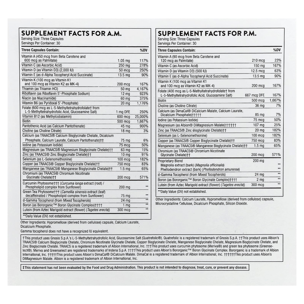 Thorne, Multi-Vitamin Elite, мультивитамины для приема утром и вечером, 2 флакона, по 90 капсул