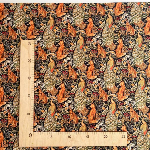 ЛИСЫ, ЗАЙЦЫ, ПАВЛИНЫ В СТИЛЕ У. МОРРИСА , 100% хлопок Handmade Fabrics 4