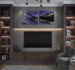 Подарочный модуль часы и картина из смолы ручная работа