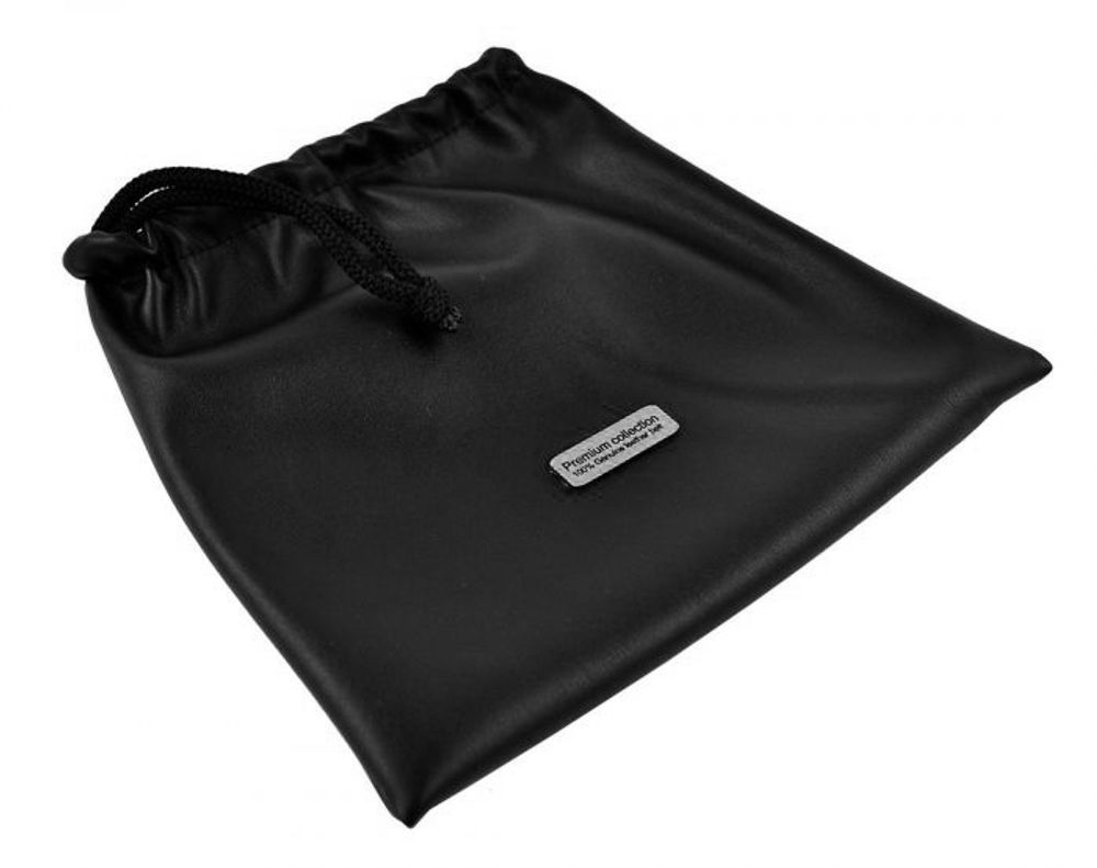 Стильная подарочная упаковка для ремня чёрный мешочек из искусственной кожи 17х17 см затягивается шнуром mesh-026