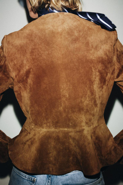 ZARA КУРТКА ИЗ 100% КОЖИ, ЦВЕТ ВИСКИ