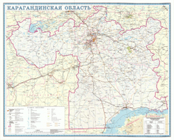 Карта Карагандинской области обновлённая, большая , настенная 2023 год