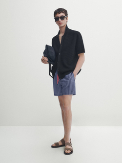 Massimo Dutti Плавки с геометрическим принтом, темно-синий