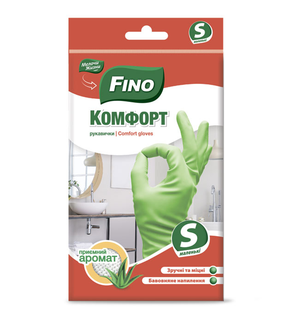 Перчатки латексные Fino Комфорт неопудренные Алое Вера S (1 пара)