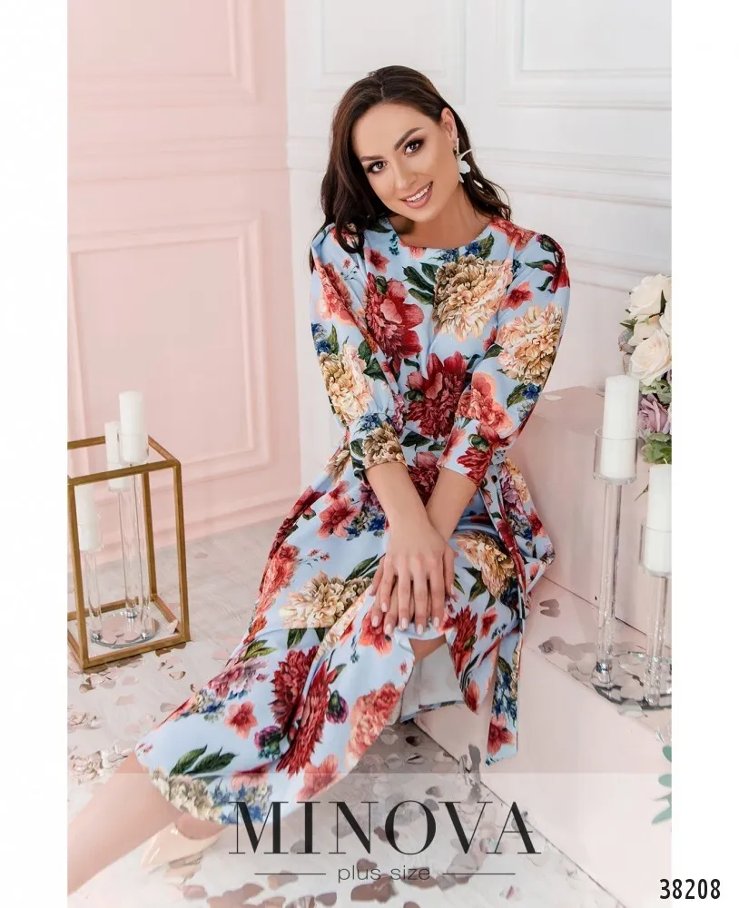 Платье 3137В-голубой Minova