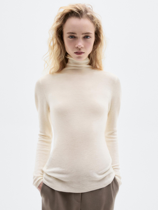 Massimo Dutti Водолазка из 100% кашемира - Limited Edition, натуральный/кремовый