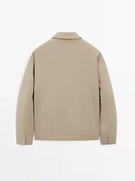 Massimo Dutti Непромокаемая куртка из высокотехнологичной ткани, бежевый