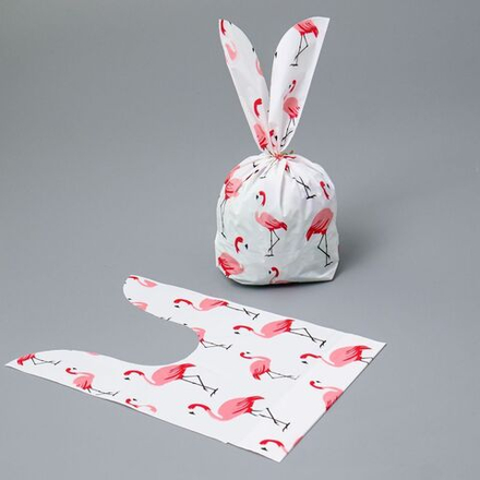 Мешок подар. ПВХ с ушами 13*22см "Фламинго" 50шт/уп