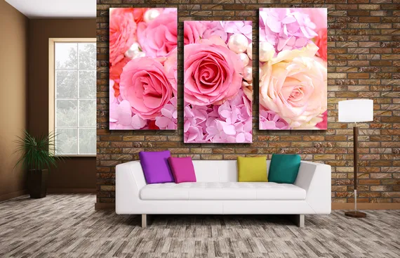 Модульная картина "Жемчужные розы"